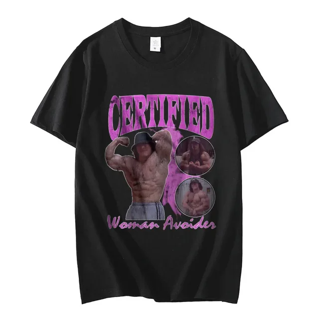 Camiseta Sam Sulek certificada para mujeres que evitan el estrés, camisetas gráficas de moda para amantes del fitness y el gimnasio, camisetas casuales de algodón de gran tamaño para hombres.
