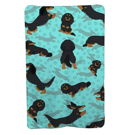 Carolines Treasures MLM1011TBLT 58 x 36 in. Blue Longhaired Black & Tan Dachshund Soft Travel Blanket with Bag Carolines Treasures MLM1011TBLT 58 x 36 in. Blue Longhaired Black & Tan Dachshund Soft Travel Blanket with Bag
