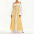 thumbnail image 2 of Women's Medieval Renaissance Retro Dress Casual Off Flare Sleeve A-line Dress Halloween Parties Costume Events(Yellow,XXXXXL), 2 of 4