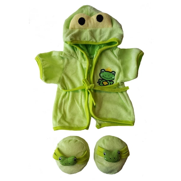 Frog Robe & Slippers Pajamas Outfit Teddy Bear Clothes Fit 14" - 18