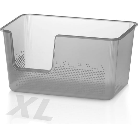 Litter Box with High Sided,24.8" Lx11.4 Wx13 H,Clear Jelly Color, Litter Box for Big Cats,XL Box for Multiple Cats,Kitty,Giant,Anti-Splashing,Easy to Clean (Grey)