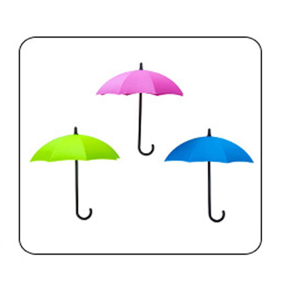 3pcs/set Cute Umbrella Wall Mount Key  Wall Hook Hanger Organizer Holder Durable