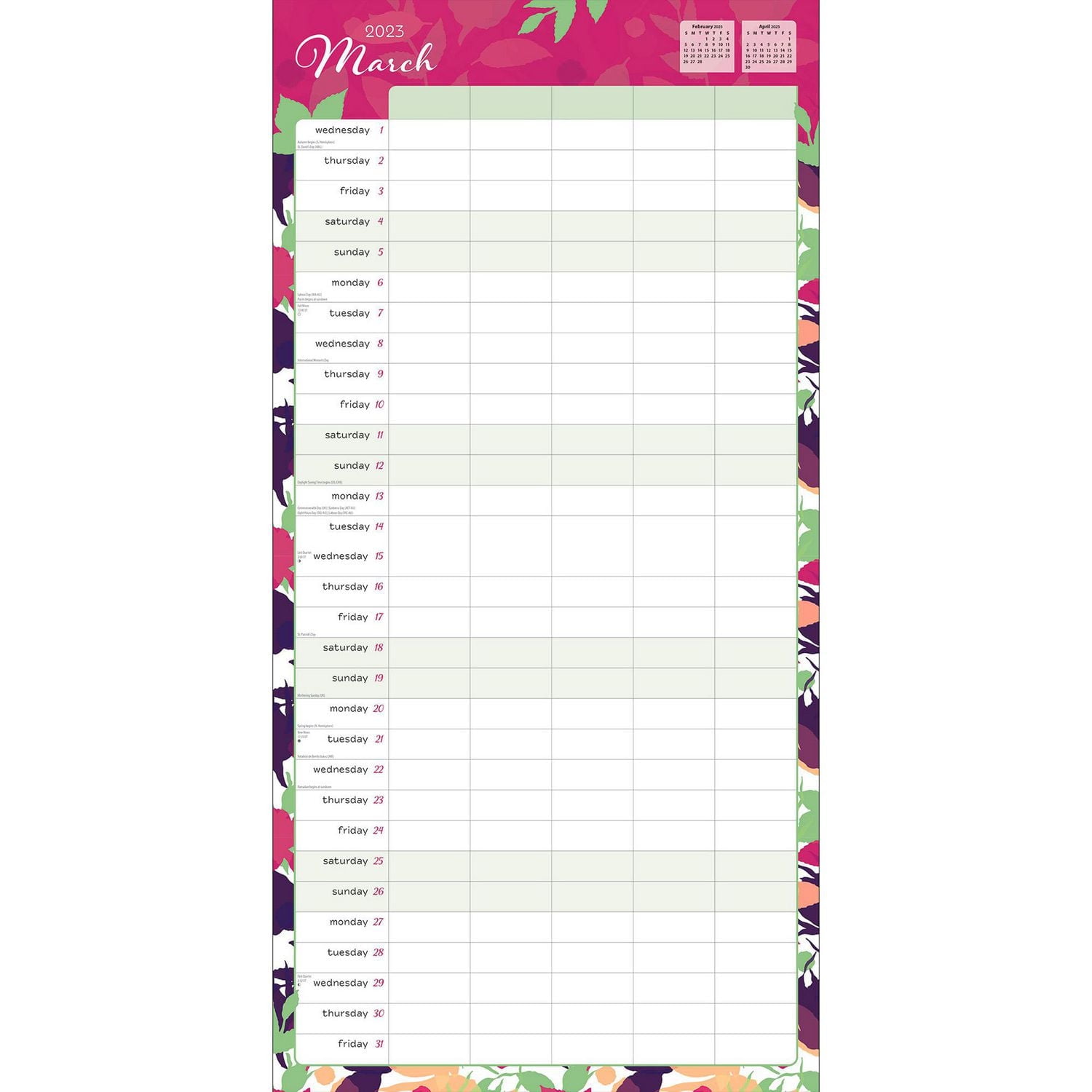 Mom's Family Planner | 2023 12x24 Inch Square Wall Calendar | Stickers