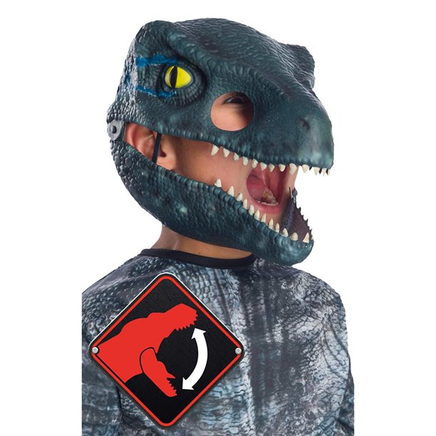 V I P Rubies Jurassic World Fallen Kingdom Childs Blue Velociraptor Movable Jaw Mask Walmart Com Walmart Com