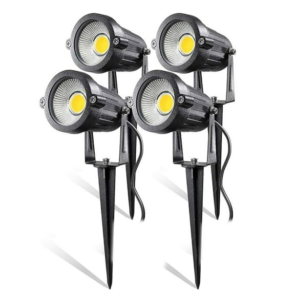 D.FAMILY 4-Pack 5W Outdoor LED Spotlights, Waterproof Landscape Lights with Spiked Stand for Lawn Garden