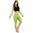 thumbnail image 3 of Capri Leggings for Women with Pockets, Extra Buttery Soft for Casual, Yoga, Fitness wear, High Waist, Green Tea S - L, 3 of 5