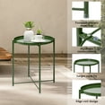 thumbnail image 3 of Cerbior Metal Tray End Table, Round Accent Coffee Side Table, Anti-Rust and Waterproof Outdoor Small Side Table, Indoor Modern Sofa Side Table Bedside Table for Living Room Bedroom Balcony (Green), 3 of 12