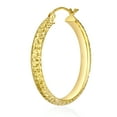 thumbnail image 5 of Wellingsale Ladies 14k Yellow Gold Polished Diamond Cut 3.5mm Hoop Earrings (30 x 30 mm), 5 of 7