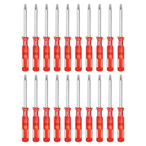 Uxcell 20pcs PH00 Mini Phillips Screwdriver #00 2.6" Length Screwdrivers 1.3" Carbon Steel with Ergonomic Handle for DIY Repairing, Red