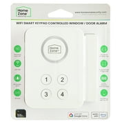HomeZone Wi-Fi Smart Keypad Controlled Window or Door Alarm with Magnetic Switch, Compatible with Alexa and Google Assistant, White, 4 oz