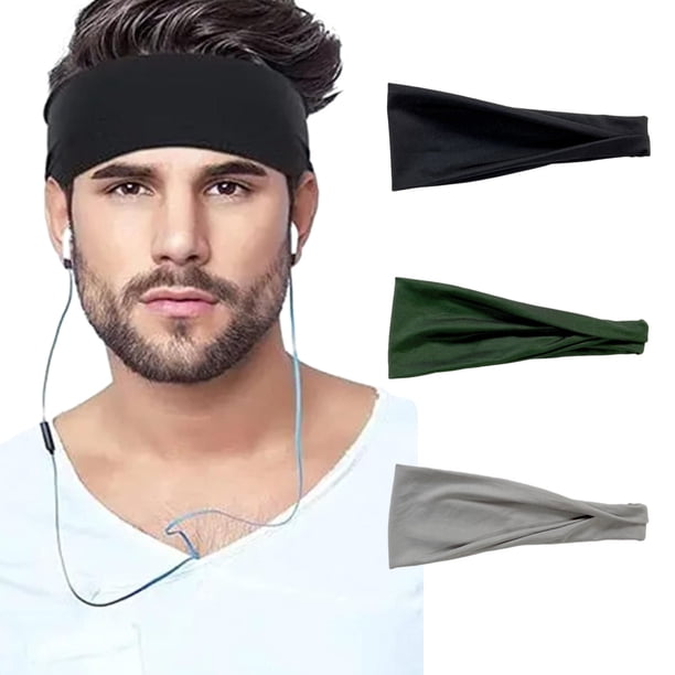 Paquete de 3 diademas para hombres, diadema deportiva para hombres y mujeres, banda para la cabeza que absorbe el sudor, bandas para el sudor para correr, gimnasio, entrenamiento, tenis,