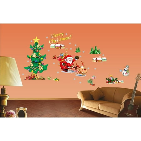 Christmas Tree The Santa Claus Removable Wall Stickers Art Decals Mural DIY Wallpaper for Room Decal 50 *