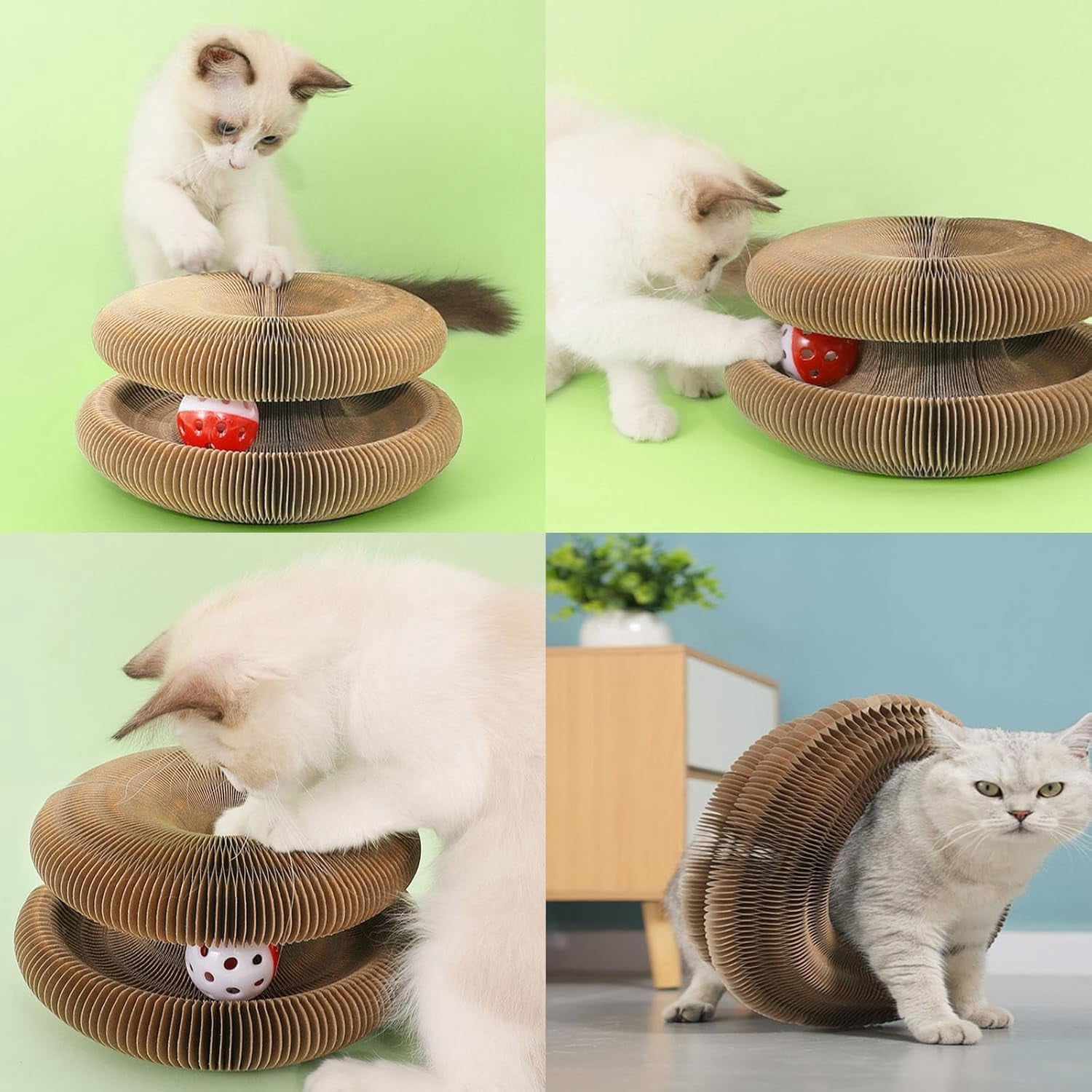 THBN Kitty Curlz, Kitty Curlz Cat Toy, Magic Organ Cat Scratching Board, Snufflepaw Accordion for Cats, Interactive Scratch Pad, Recyclable Cat Scratcher.