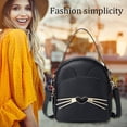 thumbnail image 1 of Bolso de mensajero cruzado de cuero PU para mujer Mochila de hombro de gato lindo (negro), 1 of 5