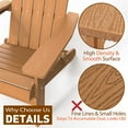 thumbnail image 5 of WINSOON All Weather HIPS Folding Adirondack Chair Outdoor Patio Chair, Teak Finish, 5 of 7