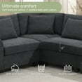 thumbnail image 6 of Harper & Bright Designs U-Shaped Sectional Sofa Set with Ottoman, Reversible Modular Chenille Couch with Cup Holders & USB Ports, 6 Seat Wide Seating Sofa with Hidden Storage Armrests, Black, 6 of 17