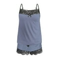thumbnail image 5 of Nnhblu Women Cami Pajama Set Comfy Sleepwear Lace Trim 2 Piece Lingerie Set with Shorts Light Blue PJ Loungewear for Summer M, 5 of 5