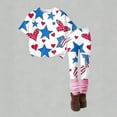 thumbnail image 4 of CCRFTGI 4th of july Outfits for Kids Girls Size 8 Cute 1776 Lounge American Flag Stars Short Sleeve T-Shirts and Elastic Waist Pants Athletic Girls Summer Clothes Sky Blue 5-6 Years, 4 of 5