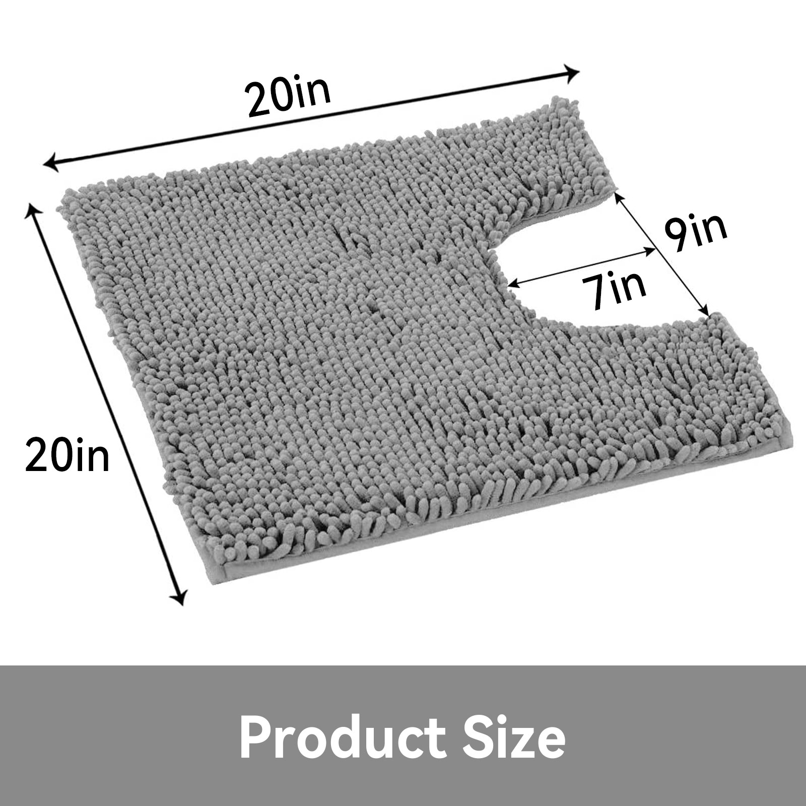 Tripumer Bath Rugs U-Shaped Toilet Mats Ultra Soft Non Slip and Absorbent Chenille Contour Bath Rug 20x20 inch Bathroom Rugs Light Gray Plush Bath Mats Machine Wash and Dry - image 2 of 6