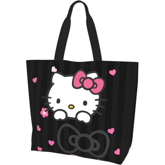 Cute Kitty Pink Cat Tote Bag for Women Cute Shoulder Bags Large Grocery Handbag Crossbody Bag for Work Travel Shopping