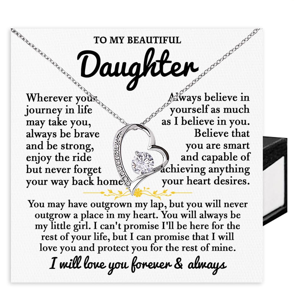 Necklace For Daughter From Dad, Loving Jewelry, Birthday Surprise, Keepsake, Graduation Present, Emotional Reminder Of A Father’S Endless Love #1950, White Forever Love Necklace