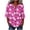 Hot Pink, variant on Women Funny Graphic Printed Tops Ruffle 3/4 Sleeve V-Neck Dressy Blouses Color Blocking Halloween T-Shirts