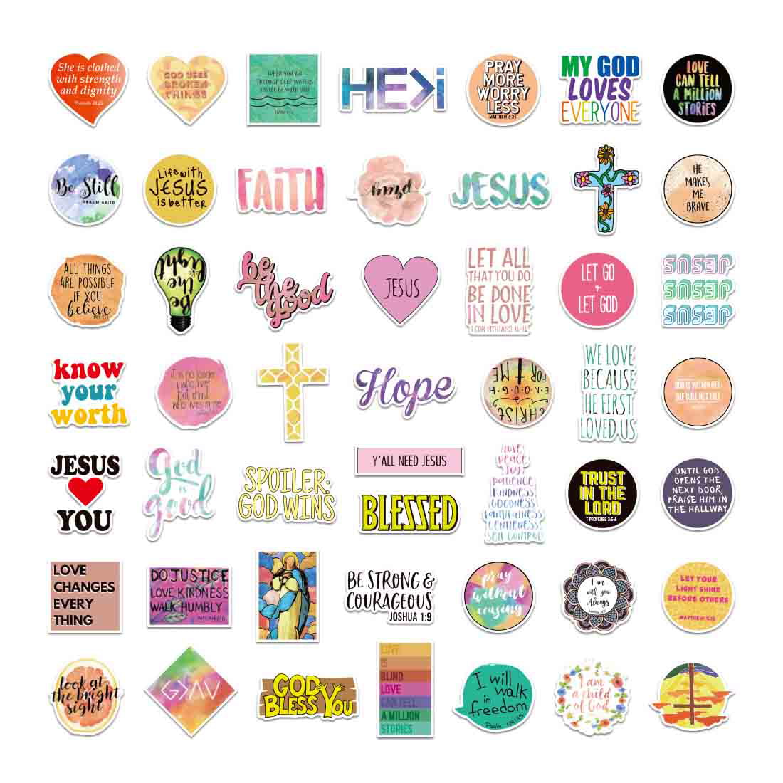 Jesus Christian Stickers for Water Bottle Journaling Laptop 100pcs,  Religious Bible Verse Stickers Pack for Adults Kids, Inspirational  Scripture