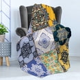 thumbnail image 4 of Moroccan Soft Flannel Fleece Throw Blanket, Portuguese Tile Patterns Various Tones Textures Bohemian Print, Cozy Plush for Indoor and Outdoor Use, 50" x 70", Multicolor, by Ambesonne, 4 of 5