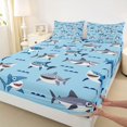 thumbnail image 3 of Homewish Funny Ocean Shark Full Size Sheets for Kids, Kawaii Cute Cartoon Animal Bed Sheets, Marine Theme Sheet Sets, Super Cozy Room Decor, 4-Piece, 3 of 7