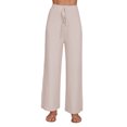 thumbnail image 1 of Pantalones De Pierna Ancha Pantalones De Cintura Alta Cómodos Elásticos Acanalados De Moda para Viajes En Casa Oficina Compras Albaricoque S, 1 of 7
