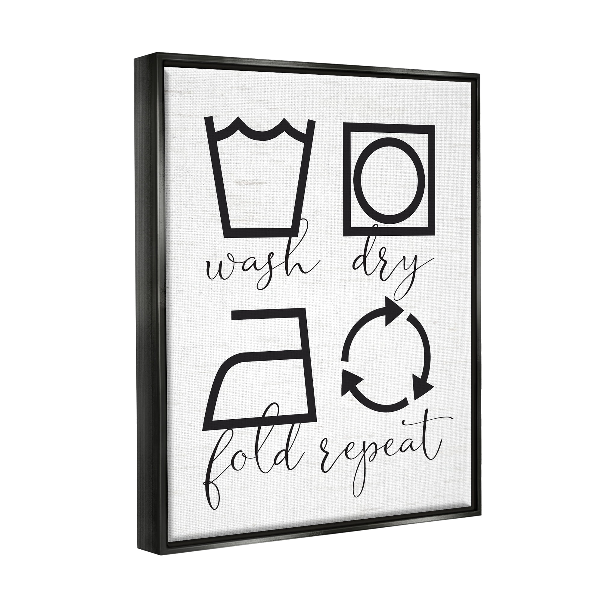 Stupell Industries Helpful Laundry Symbol Calligraphy Guide Chart Graphic Art Metallic Gold Floating Framed Canvas Print Wall Art, Design by Lettered and Lined