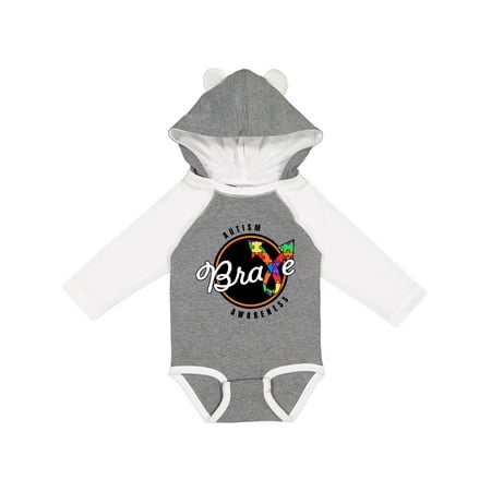 

Inktastic Autism Awareness Brave with Puzzle Piece Ribbon Gift Baby Boy or Baby Girl Long Sleeve Bodysuit