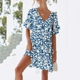 thumbnail image 6 of Vetsdori Short Sleeve Mini Dresses for Junior Summer Beach Sundress Holiday Pleated,Floral Print Party Tunic Womens Dress Mujer, 6 of 8