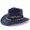 001#Navy, variant on Unisex Hollow‑Woven Straw Cowboy Hat, Wide Bendable Brim Breathable Sun Hat for Summer Beach Vacation Outdoor Activities