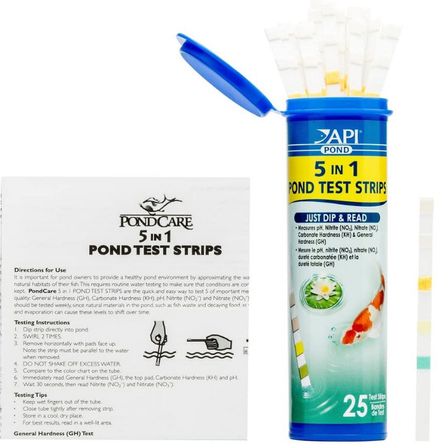 API PondCare 5-in-1 Pond Test Strips [Pond Testing and Thermometers, Aquarium Supplies] 75 count (3 x 25 ct)