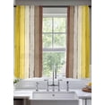 thumbnail image 2 of Yellow Brown Sheer Curtains 63 Inch Length 2 Panels Set, Farmhouse Wood Grain Vintage Striped Voile Window Treatment Rod Pocket Curtains Sheers Drapes for Bedroom/Living Room/Kitchen 52x"63"x2, 2 of 7