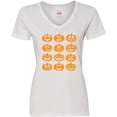 thumbnail image 3 of Inktastic Halloween Pumpkin Faces Orange Women's V-Neck T-Shirt, 3 of 5