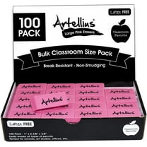 Artellius Large Pencil Erasers Bulk, Soft Pink, 100 Pack