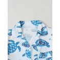 thumbnail image 3 of Womens Blue Sea Turtle Print Pajama Set Short Sleeve Button-Up Top and Shorts, 3 of 8