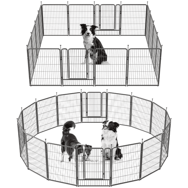 FXW Aster Silver Dog Playpen Outdoor, 8/16/24/32 Panels Dog Pen 24"/32