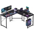thumbnail image 1 of Escritorio para computadora, Escritorio en l, Escritorio Gamer de 51 Pulgadas con Soporte para Monitor, Mesa de computadora esquinero, Resistente, Superficie de Fibra de Carbono, Negro, 1 of 7