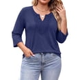 thumbnail image 5 of Fantaslook 3/4 Sleeve Womens Plus Size Tops V Neck Lace Blouses Casual Tunic Shirts, 5 of 9