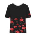 thumbnail image 5 of Fiudx Ropa de Mujer Camiseta Holgada Informal con Estampado para Mujer, Tops de Manga Corta con Cuello de Muñeca, Blusa Bonita y de Lino, 5 of 5