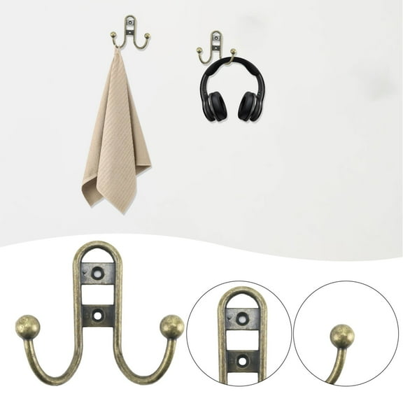 Clearance Hooks under $5 Double Fork Coat And Hat Hook Wall Mounted Antique Brass Wall Hook Practical Rural Hook Suitable For Jackets Scarves Bags Towels Keys Hats Cups Hats