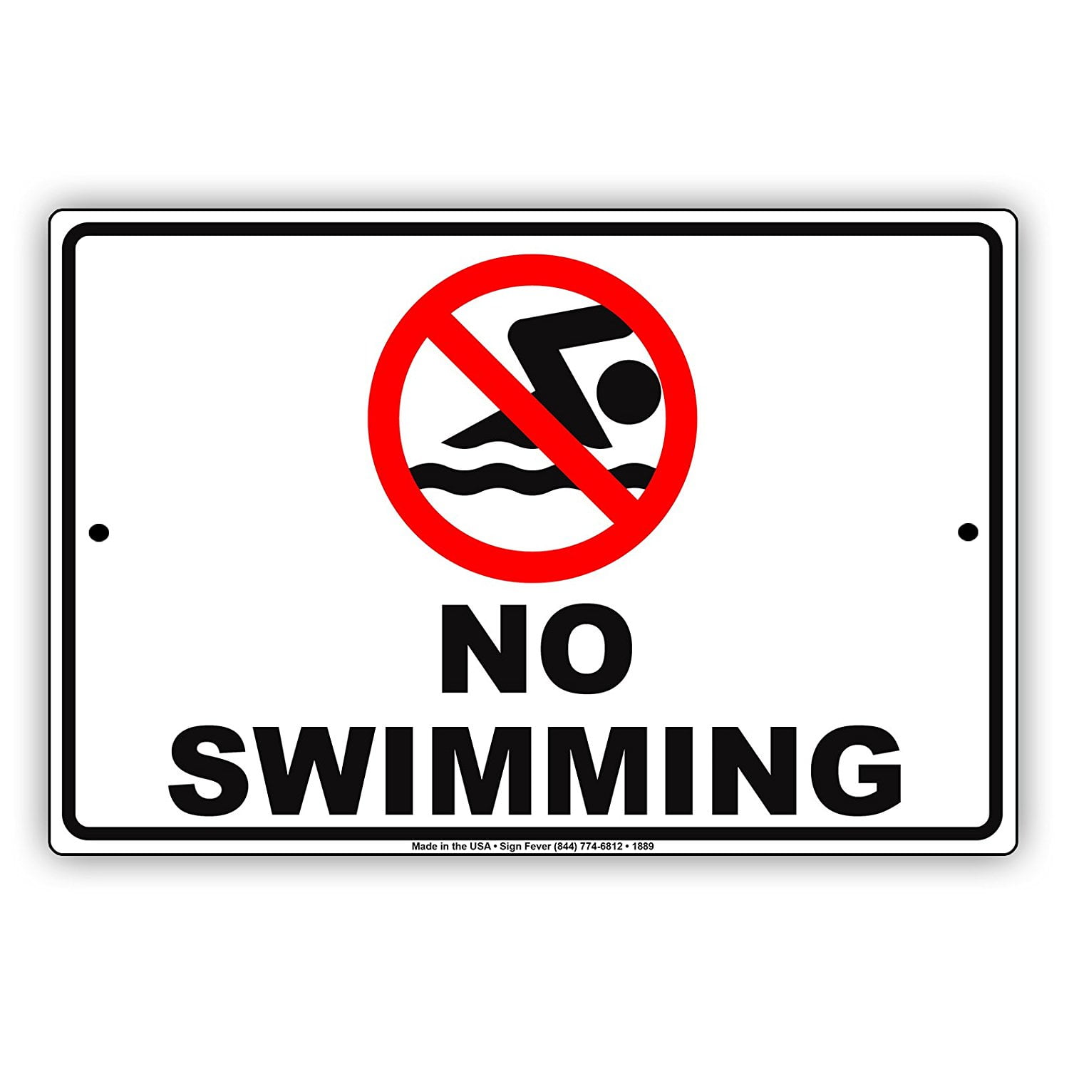 No Swimming With Graphic Restriction Prohibition Alert Attention