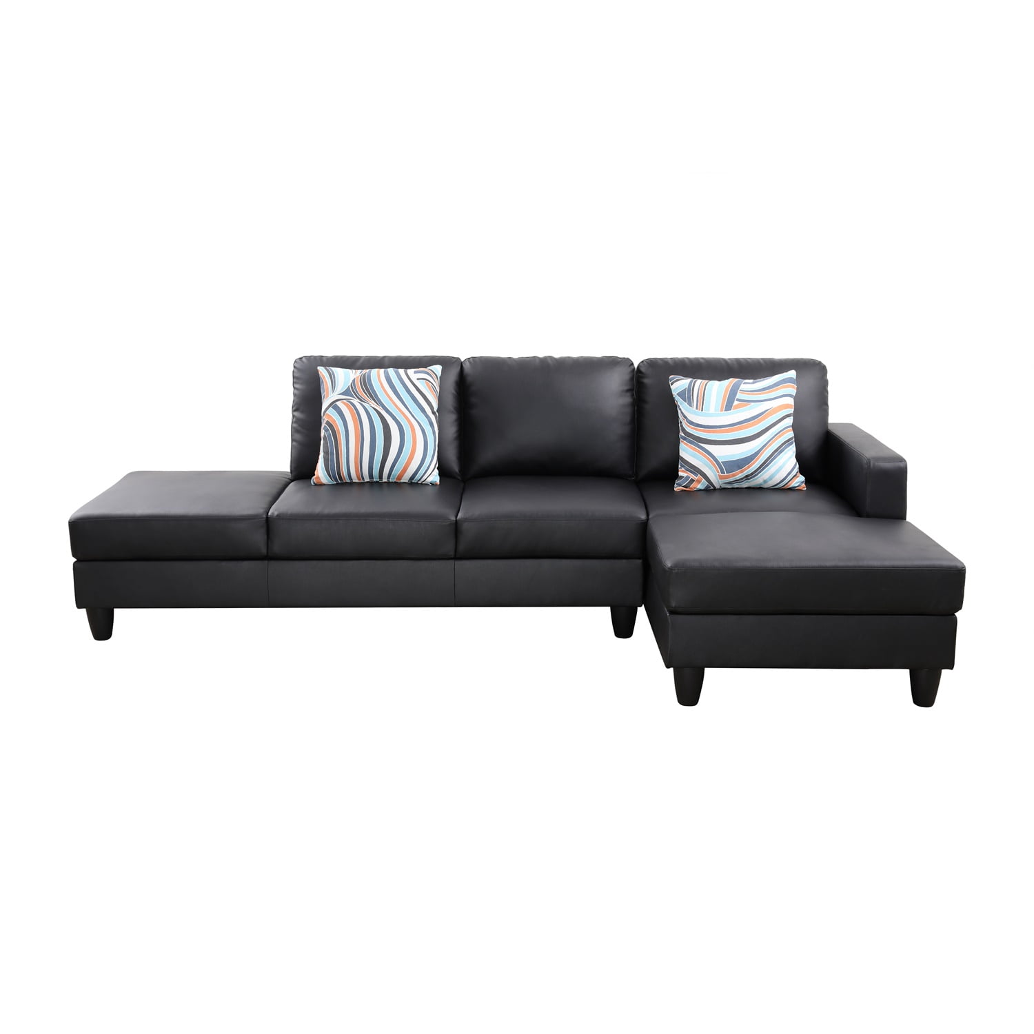 Hommoo L-Shaped Sectional Couch, Living Room Furniture Suitable for Small Space,Black(No Ottoman)