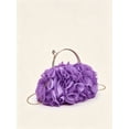 thumbnail image 7 of REMANLAND Women's Satin Floral Evening Clutch Purse, Purple, 7 of 7