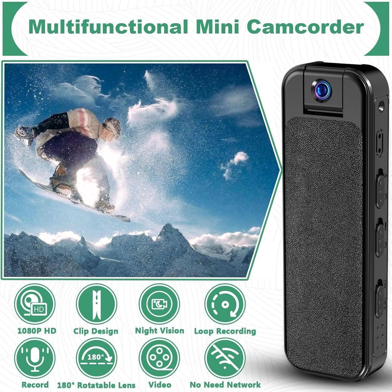 Mini Camera HD 1080P Portable Audio & Video Recorder with 180° Rotatable Lens Wearable Camcorder with Night Vision Police Body cam for Sport/Delivery/Travel/Law Enforcement