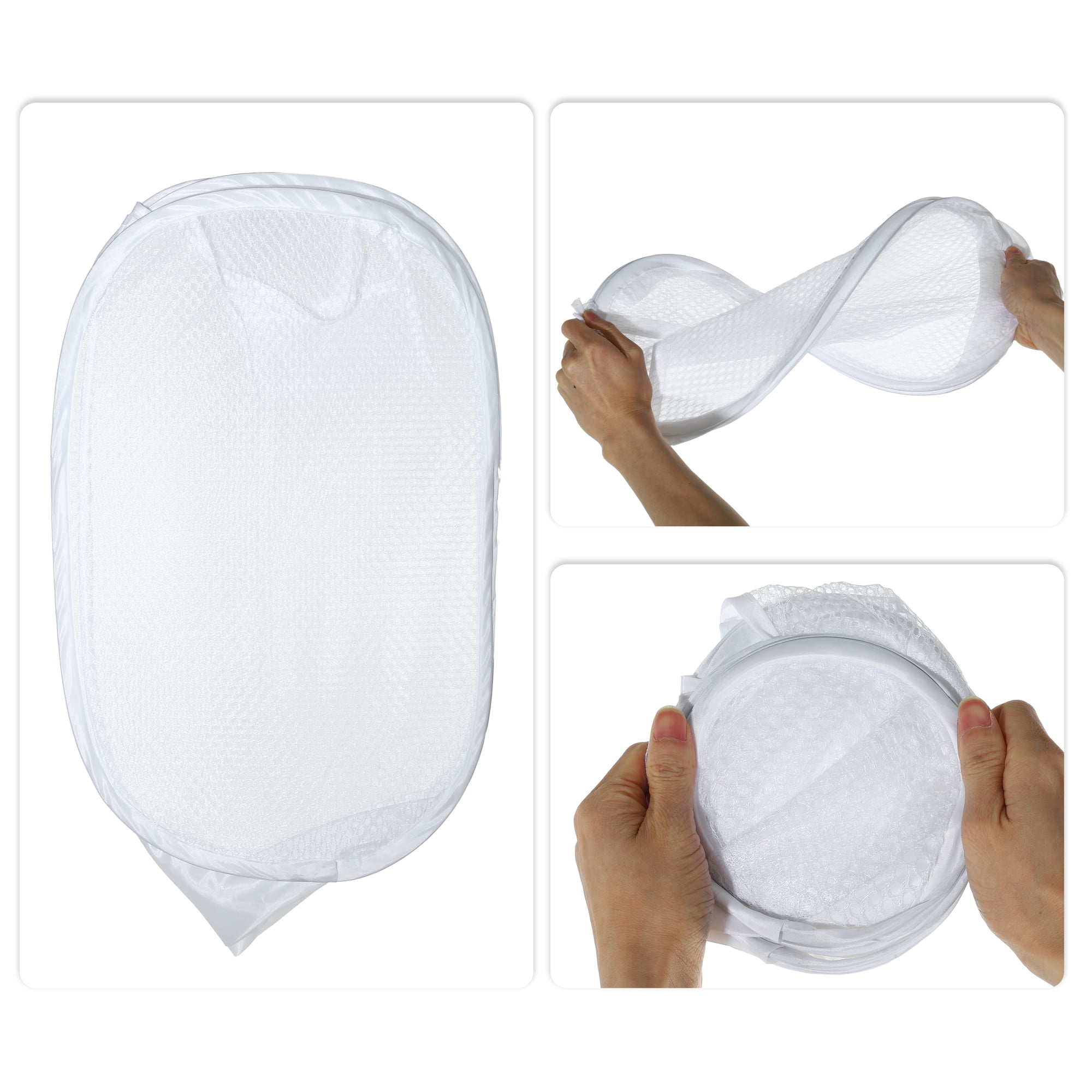 Unique Bargains Durable Folding Laundry Hamper for Bathroom 1 Pc White