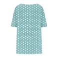 thumbnail image 5 of HOMBOM Plus Size Women Blouses Dressy Light Blue Casual Short Sleeve Polka Dot Crew Neck Pleated Blouse 2XL, 5 of 6